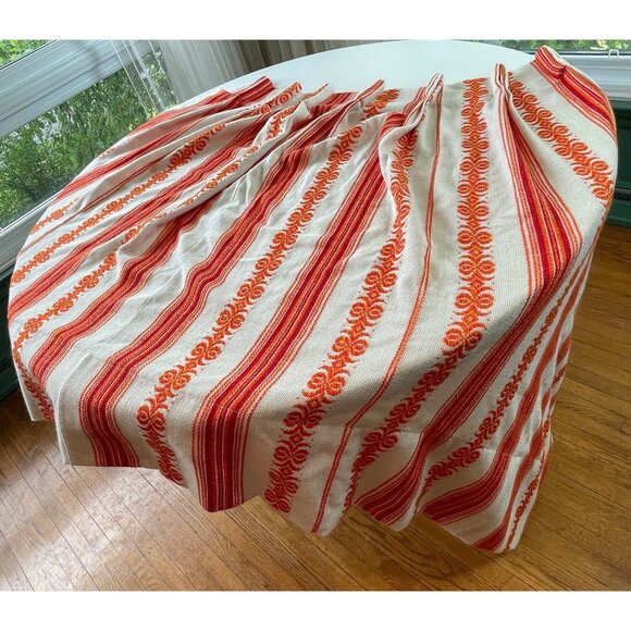 Vintage 70s pleated curtain, orange beige striped, woven panel, price for each - Picture 4 of 10